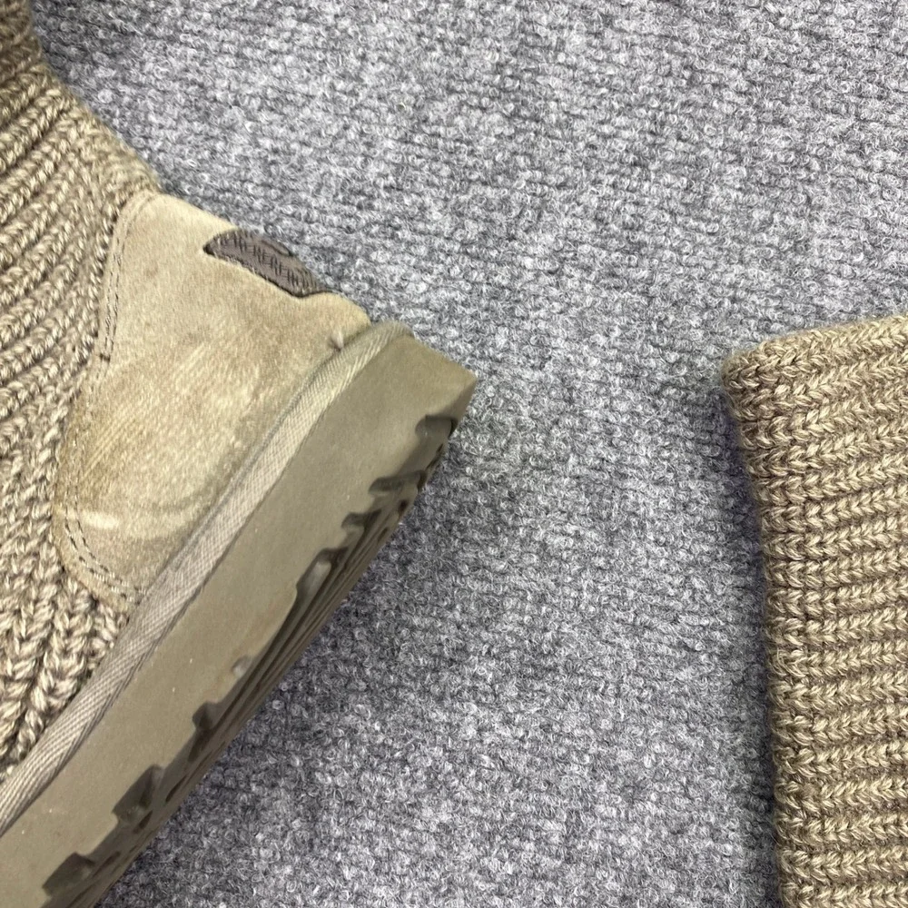 UGG Australia Classic Cardy Knit Tall Boots Tan Taupe 3 Button 5819 Womens Sz 7